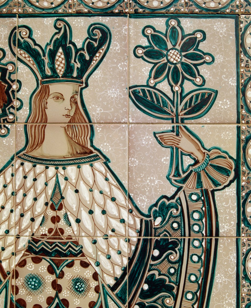 Maiolica-Panel mit allegorischer Szene, Santo Stefano di Camastra, Sizilien, Italien (Detail) von Georg Carl Heinrich Dollmann
