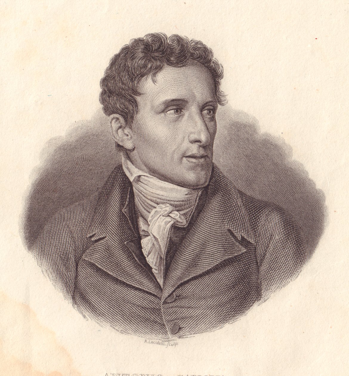 Porträt des italienischen Bildhauers Antonio Canova (1757-1822), Kupferstich von A. Locatelli nach einem Gemälde von Giuseppe Bossi von William Walcutt