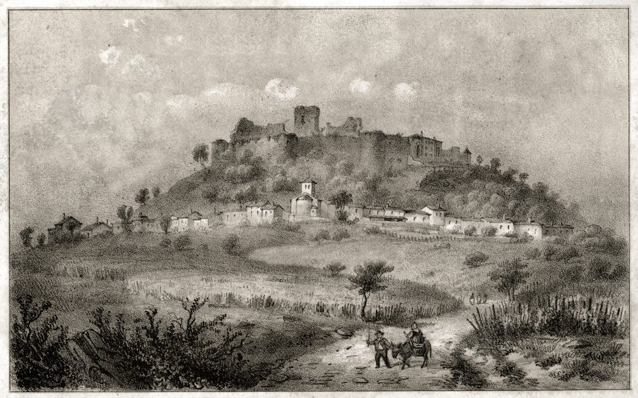 Ruinen des Schlosses von Preny, Lothringen (Gravur) von . .