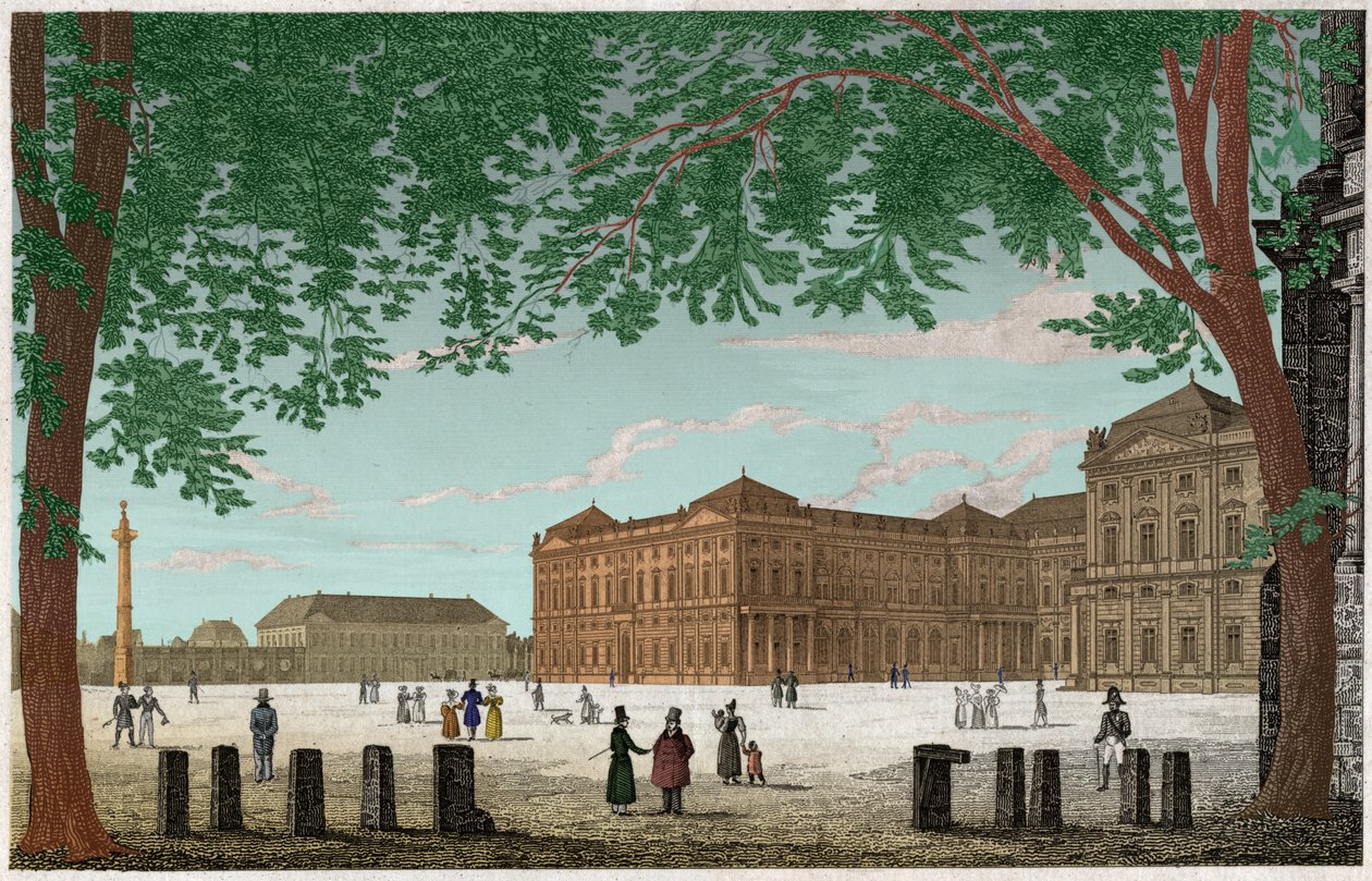 Die Residenz von Würzburg, Schloss der Fürstbischöfe in Bayern (Gravur) von . .