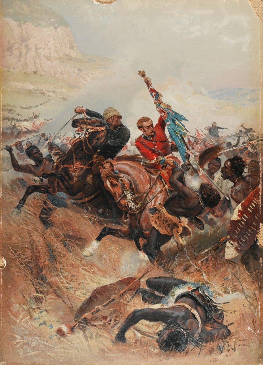 Leutnants Melville und Coghill retten die Farben, Zulukrieg von 1879, 1881 von after Alphonse Marie de Neuville