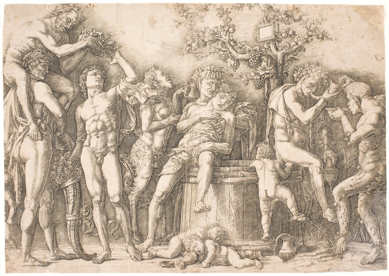 Bacchanal am Weinfass von after Andrea Mantegna