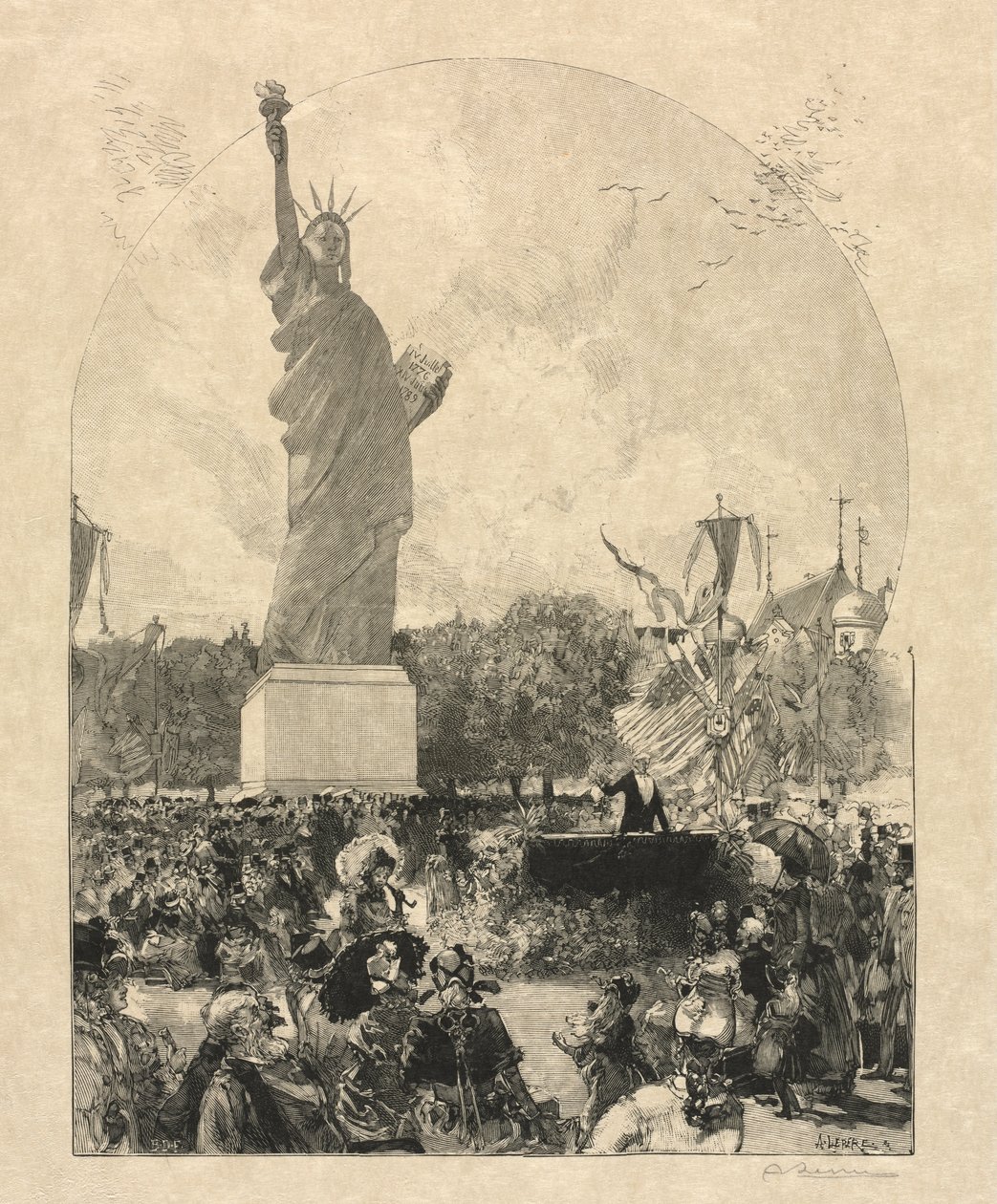 Freiheitsstatue, der Stadt Paris von den Amerikanern geschenkt von after Auguste Louis Lepère