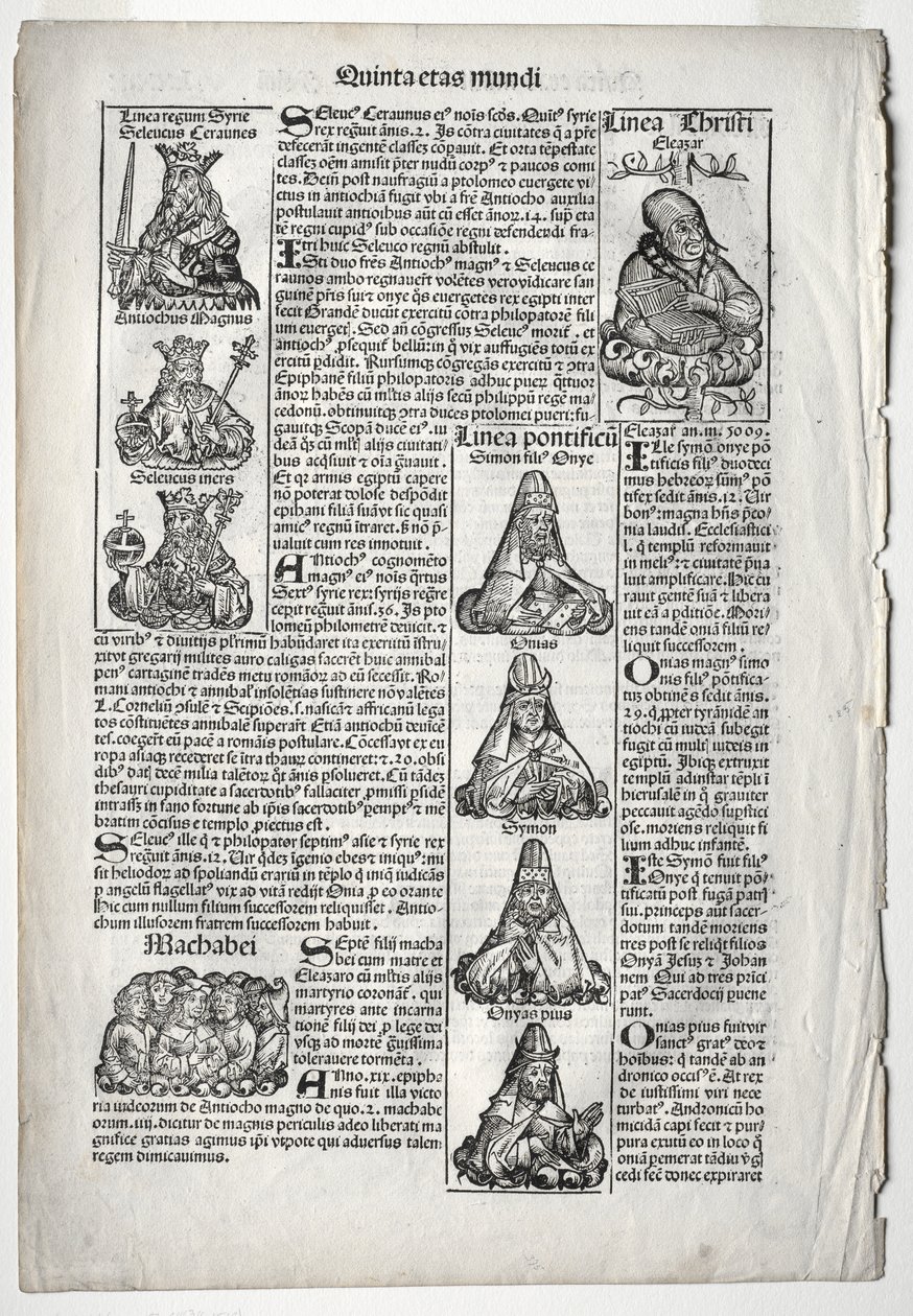 Genealogische Seite; veröffentlicht in der Nürnberger Chronik von Hartmann Schedel von after Augustin Pajou