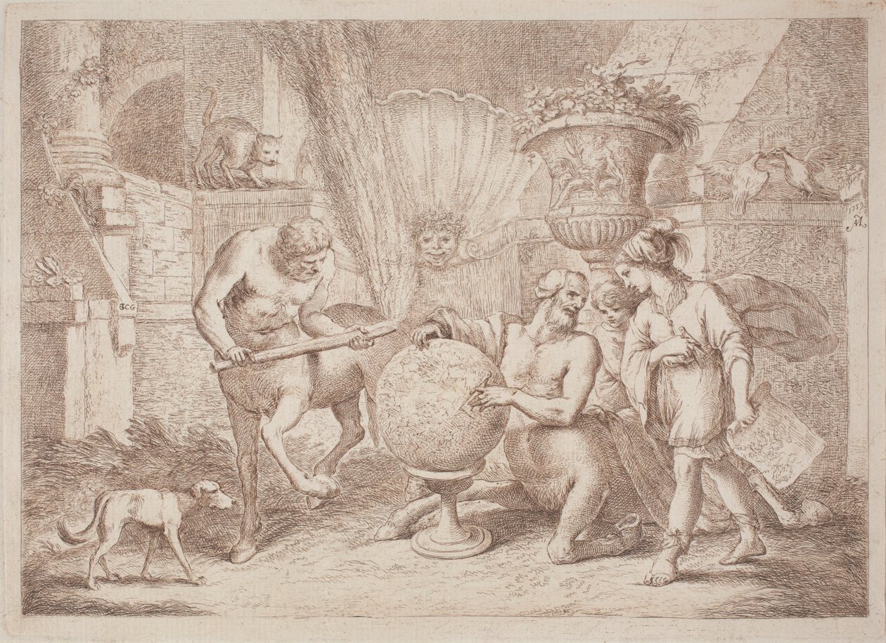 Chiron lehrt Achilles Geographie von after Giovanni Benedetto Castiglione Gaetano Zompini
