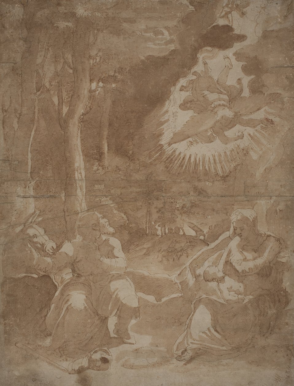Ruhe auf der Flucht nach Ägypten von after Girolamo Muziano