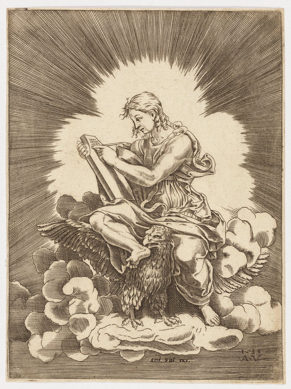 Heiliger Johannes, schreibend, auf einem Adler sitzend von after Giulio Romano