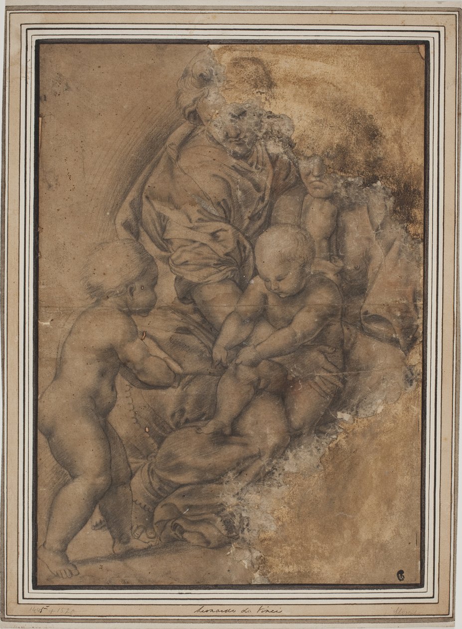 Die Heilige Familie mit dem kleinen Johannes dem Täufer. Nach Giulio Romanos Madonna della Gatta von after Giulio Romano