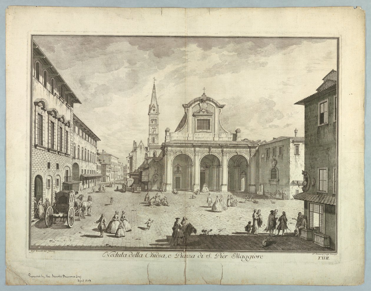 Ansicht von Florenz, Platte aus "Scelta di XXIV Vedute delle principali contrade, piazze, chiese, e palazzi della Città di Firenze" von after Giuseppe Zocchi