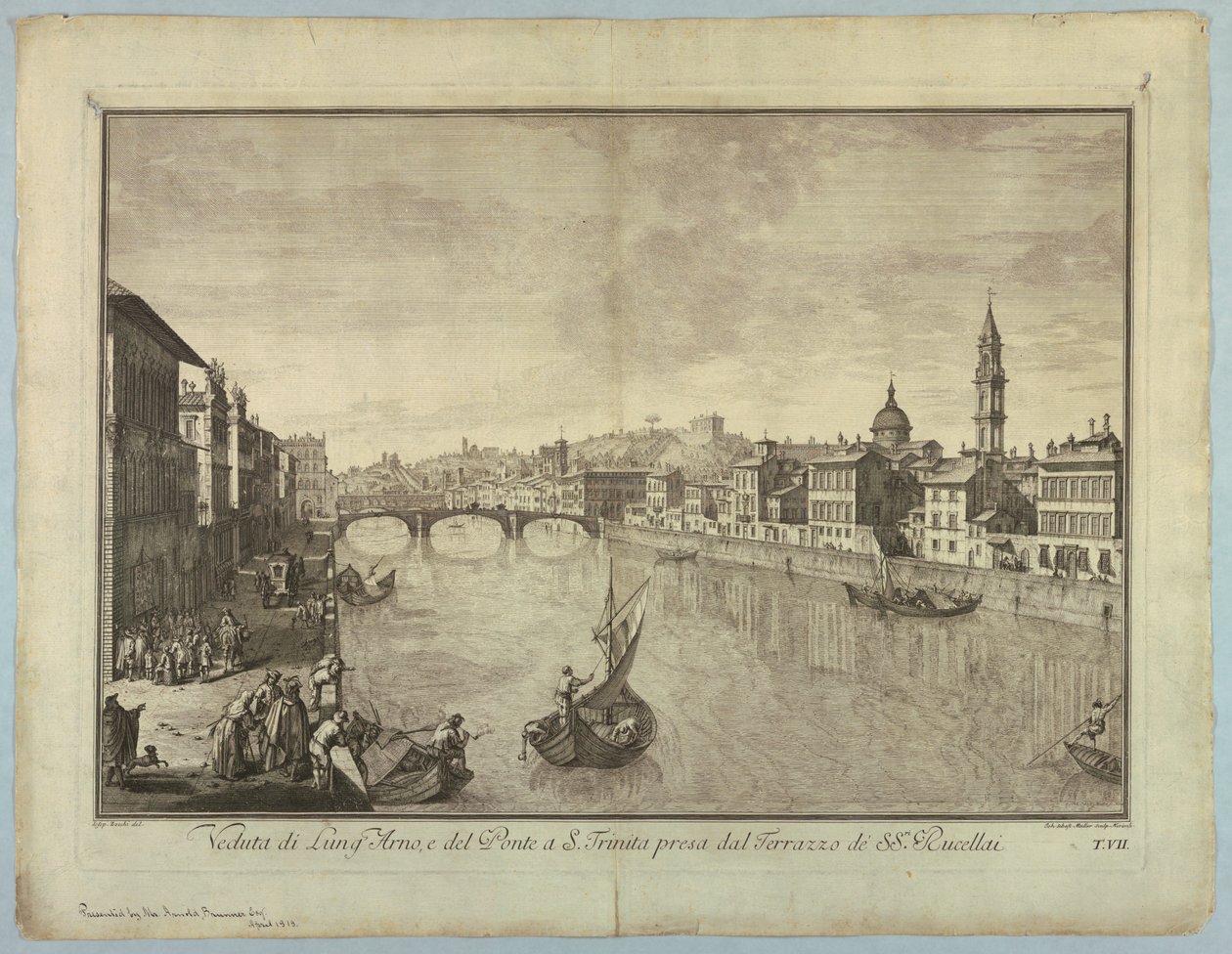 Ansicht von Florenz, Platte aus "Scelta di XXIV Vedute delle principali contrade, piazze, chiese, e palazzi della Città di Firenze" von after Giuseppe Zocchi