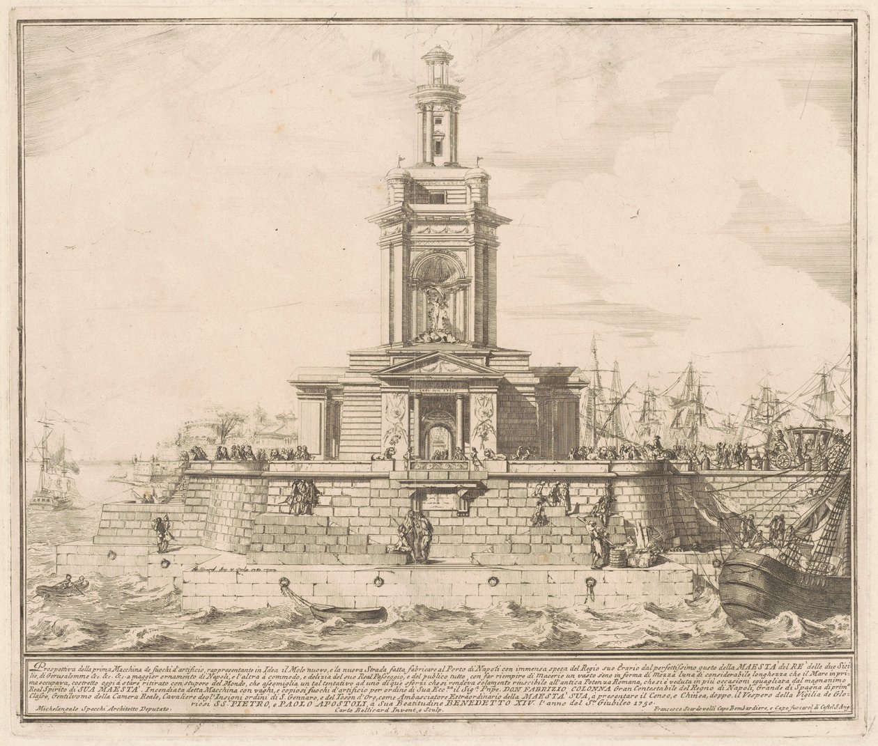 Die Prima Macchina für die Chinea von 1750: Der neue Pier von Neapel von after Michelangelo Specchi Jérôme Charles Bellicard