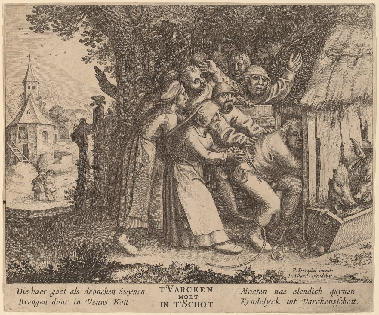Der Betrunkene in den Schweinestall gestoßen von after Pieter Bruegel the Elder