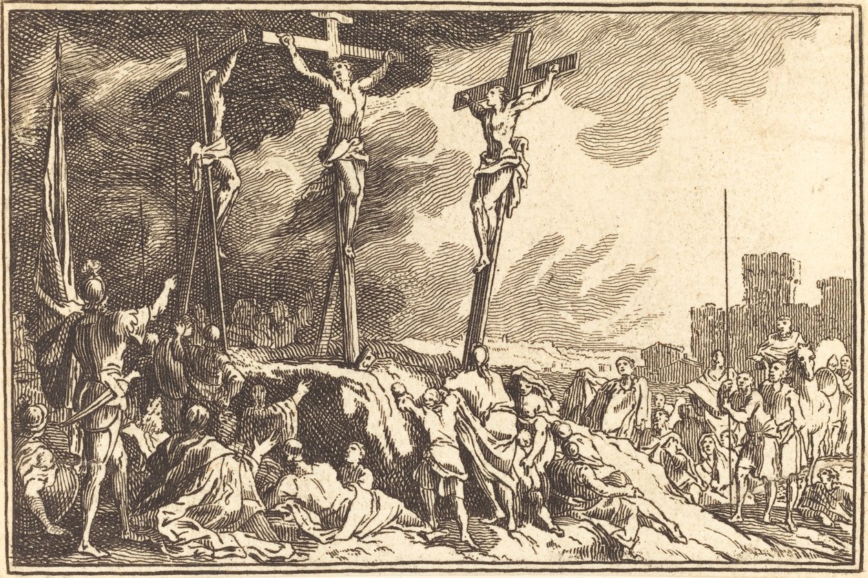 Christus am Kreuz zwischen den beiden Dieben von after Sébastien Le Clerc I