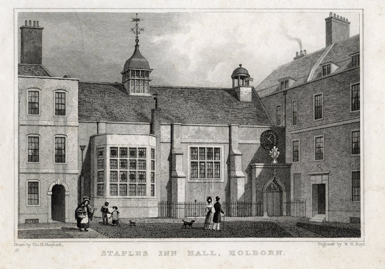 Staples Inn Hall Holborn, 1830 von Thomas Hosmer after Shepherd