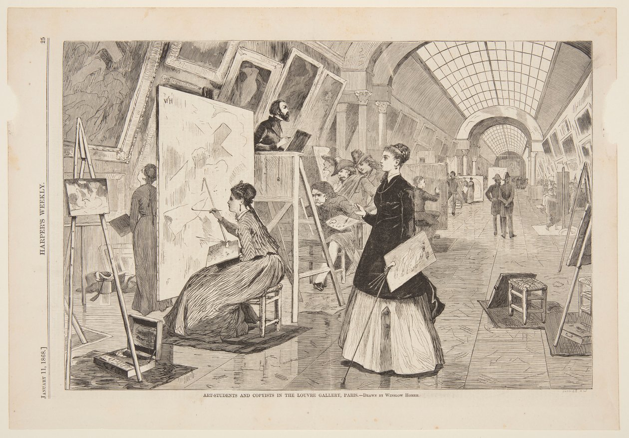 Kunst - Studenten und Kopisten in der Louvre-Galerie, Paris von after Winslow Homer