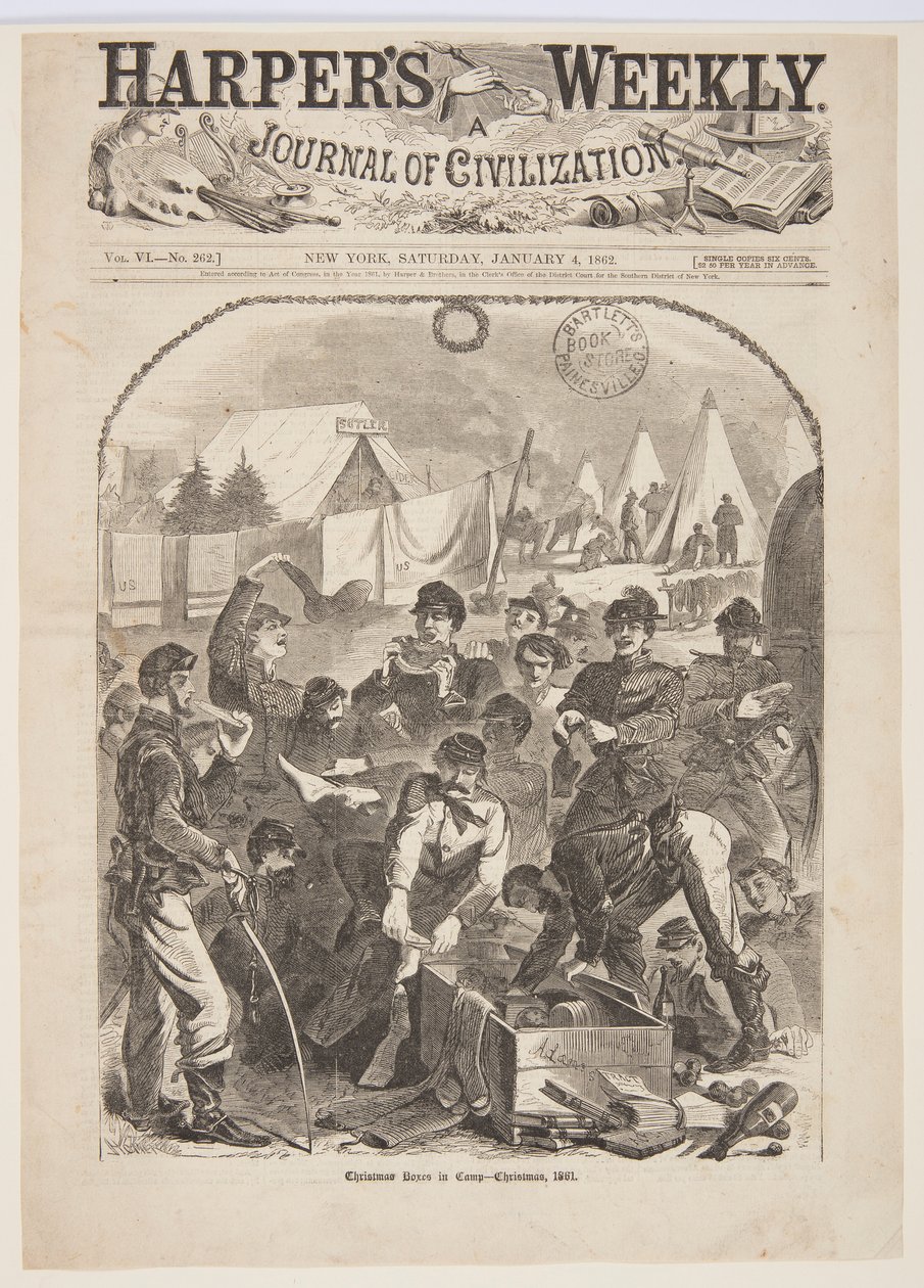Weihnachtsgeschenke im Lager – Weihnachten, 1861 von after Winslow Homer