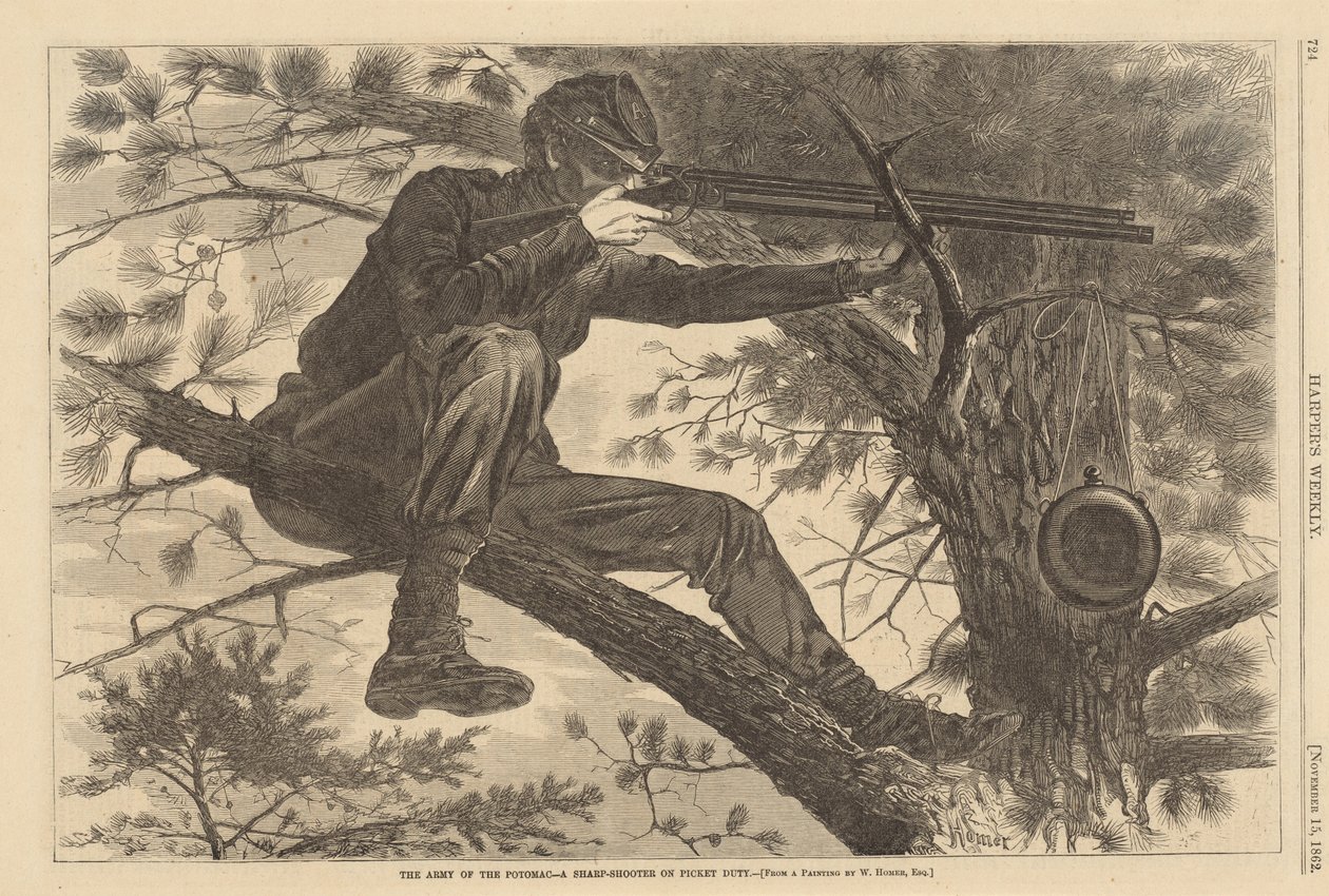 Die Armee des Potomac - Ein Scharfschütze auf Wachposten von after Winslow Homer