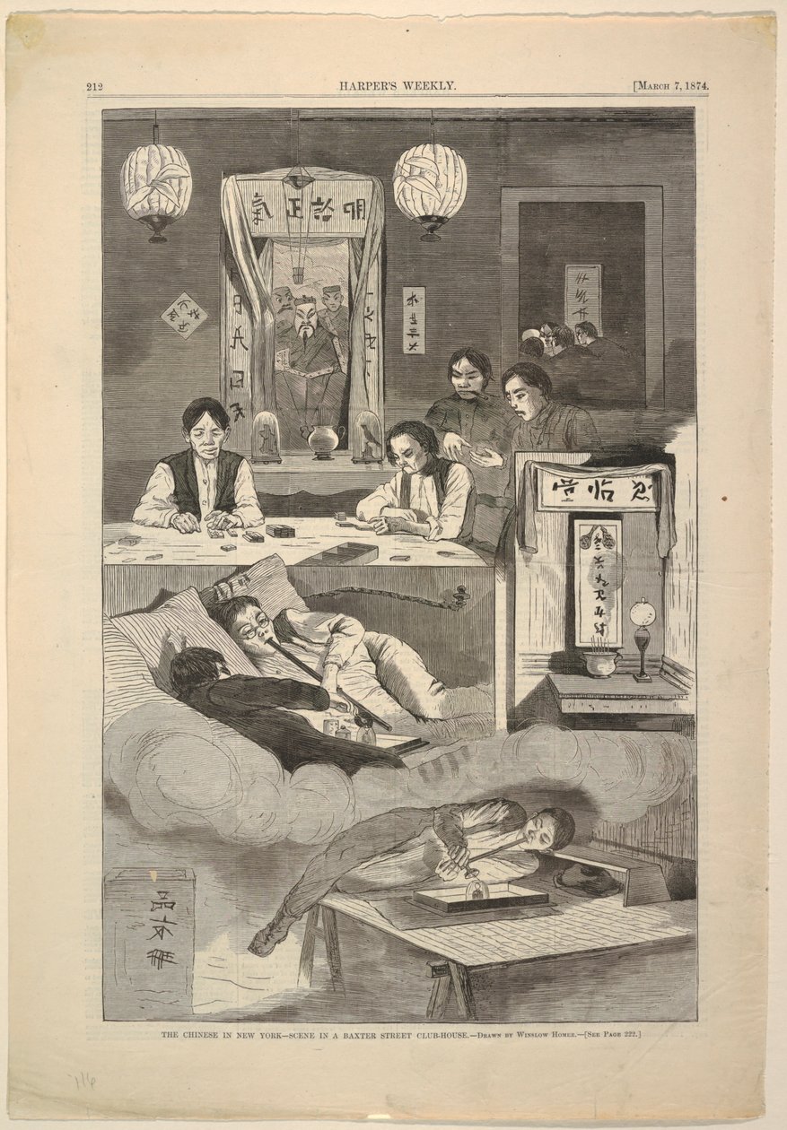 Die Chinesen in New York – Szene in einem Baxter Street Club-Haus von after Winslow Homer