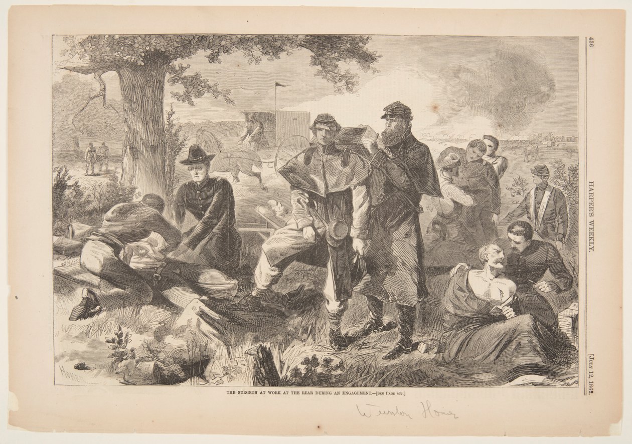 Der Chirurg bei der Arbeit im Hinterland während eines Gefechts von Winslow Homer