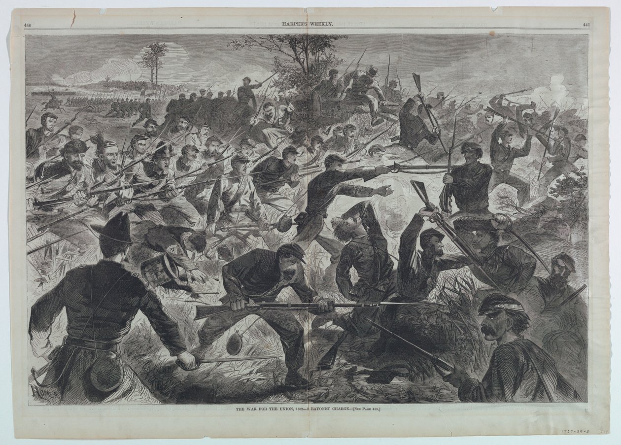 Der Krieg für die Union, 1862 – Ein Bajonettangriff von after Winslow Homer