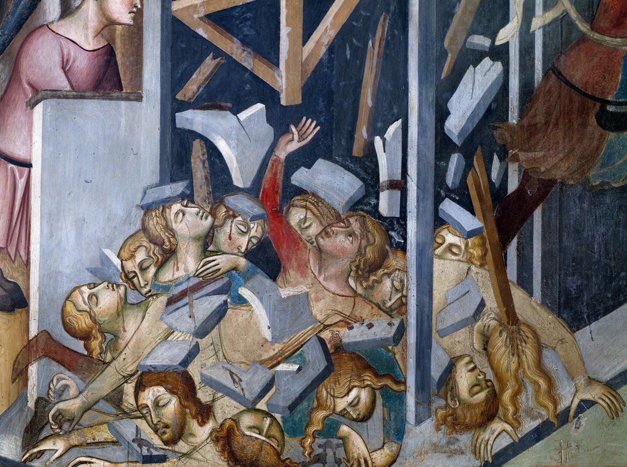 Fall des Hauses Hiob, Szene aus den Geschichten des Alten Testaments von also Manfredi de Battilori Bartolo di Fredi