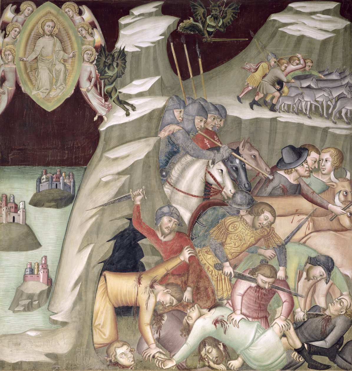 Das Massaker an den Dienern und Hirten von Hiob von also Manfredi de Battilori Bartolo di Fredi