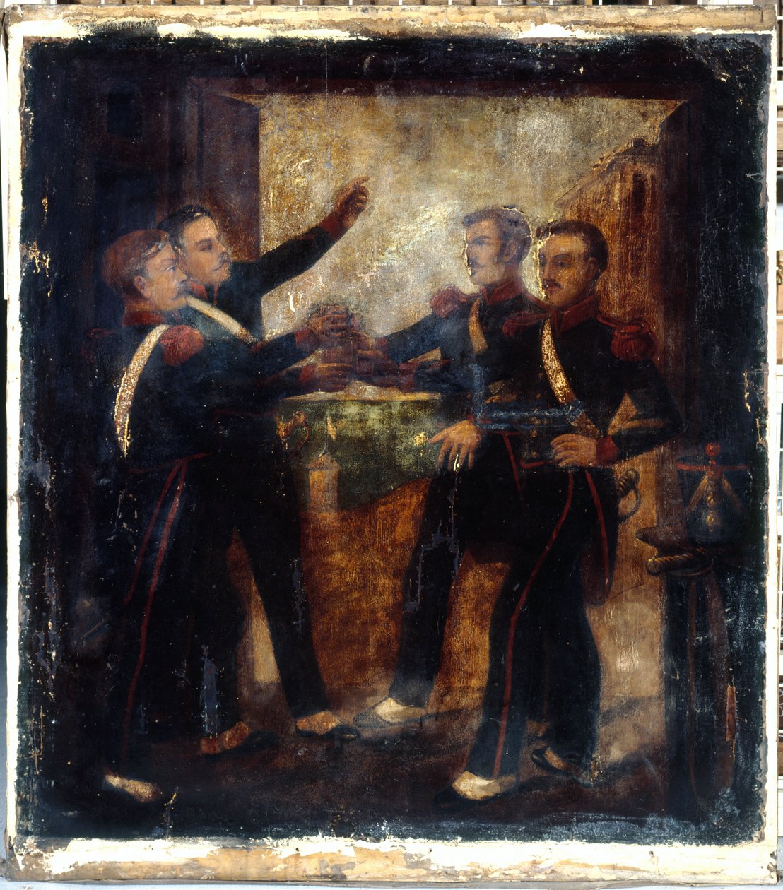 Zu den vier Sergeanten von La Rochelle. Wirtshausschild. 3, Boulevard Beaumarchais, 4. Arrondissement, Paris von anonymous 