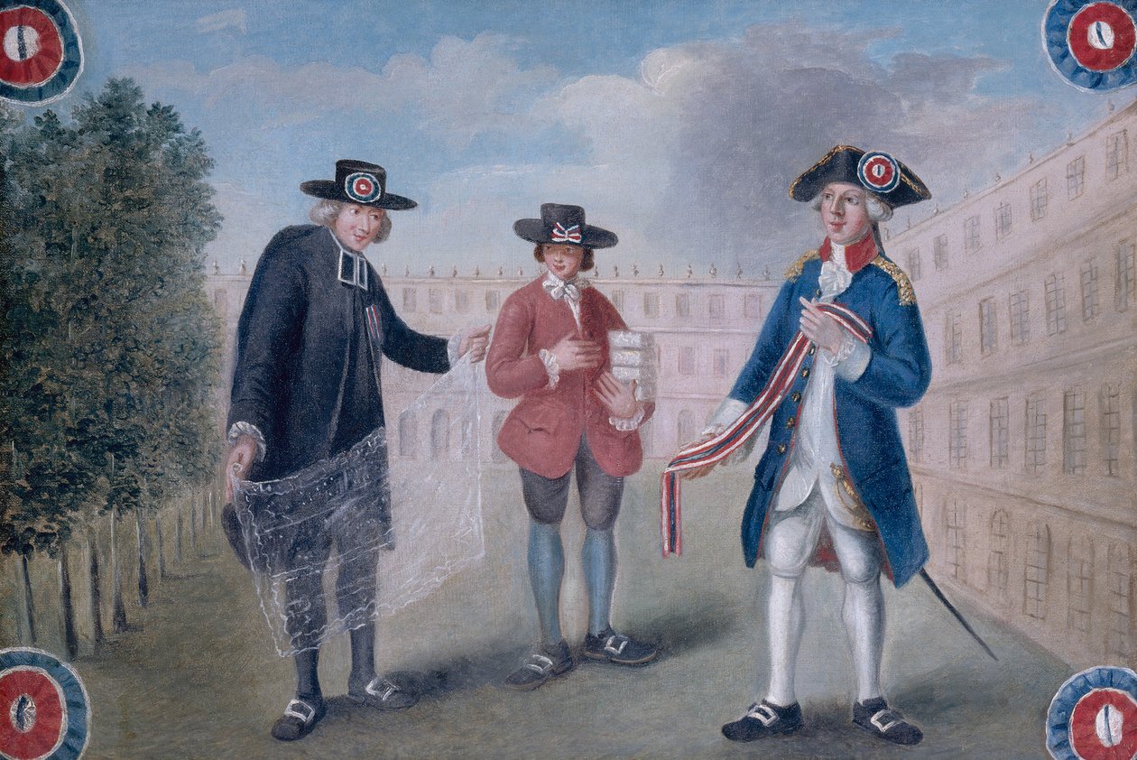 Zu den drei Ordnungen. Schild eines Kokardenhändlers im Palais-Royal. Palais-Royal, 1. Arrondissement, Paris von anonymous 