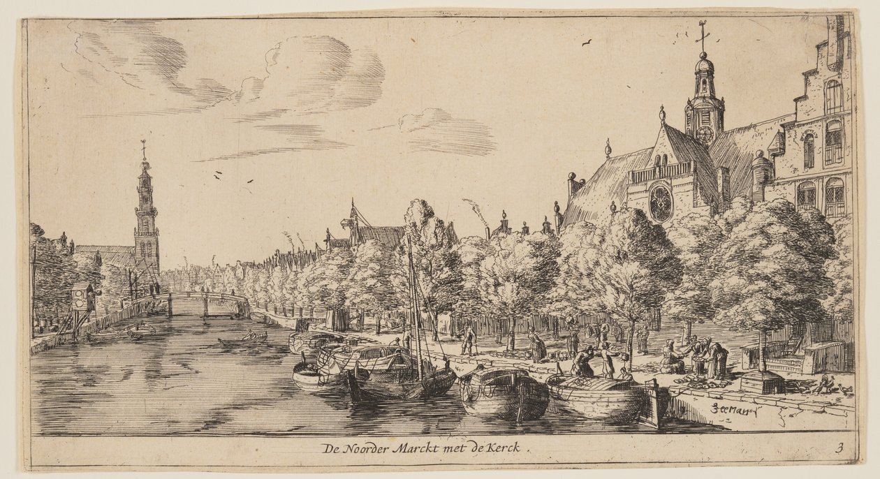 Der Noorder Markt mit der Kirche, aus Ansichten von Amsterdam von called Zeeman Reinier Nooms