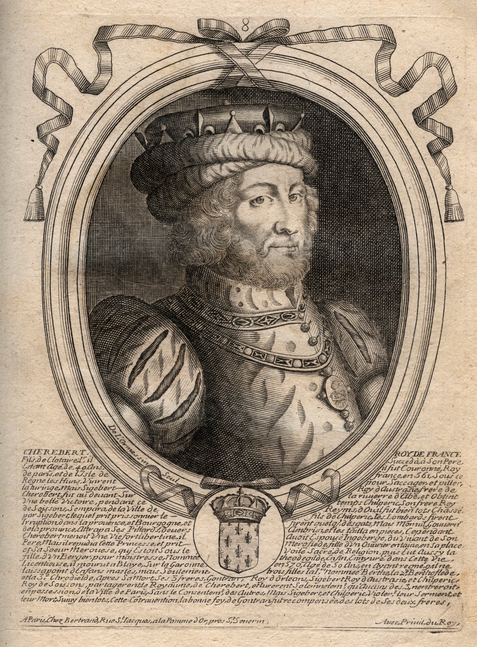 Porträt von Charibert (561-567), König der Franken - Gravur aus 