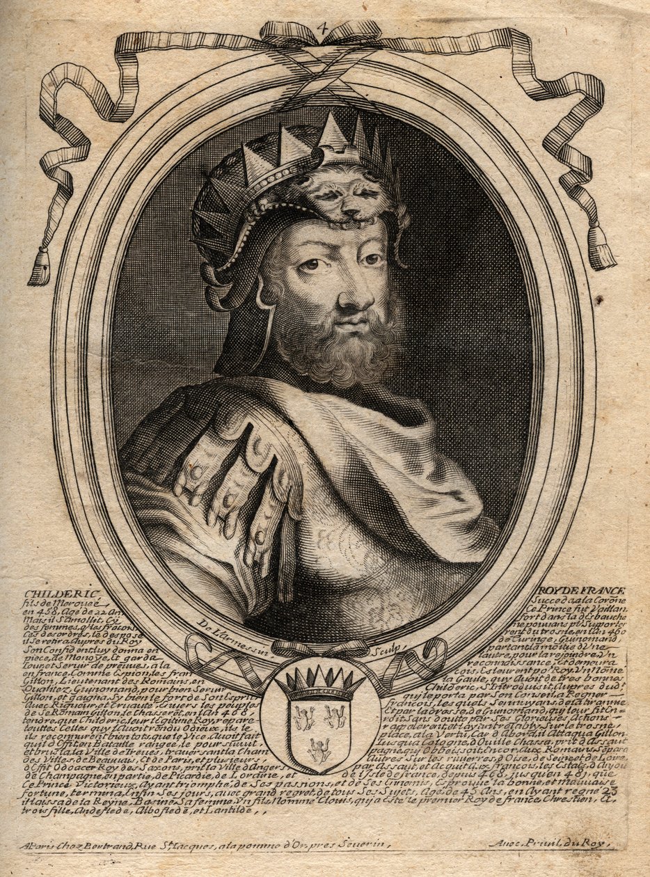 Porträt von Childerich I., König der Salischen Franken (436-481) - CHILDERIC I König der Salischen Franken - Gravur aus 