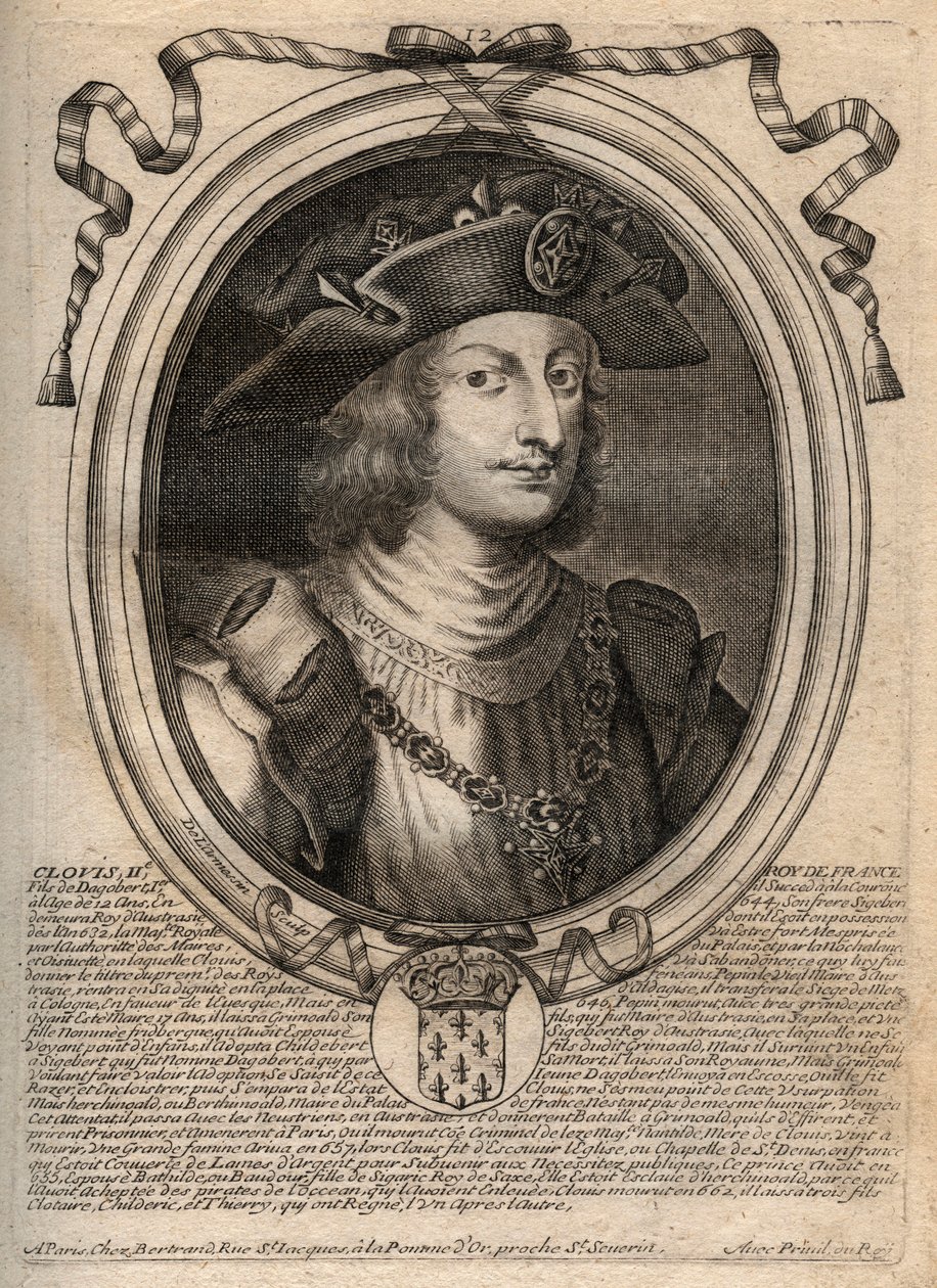 Porträt von Chlodwig II., König der Franken (ca. 633-657) - Gravur aus 