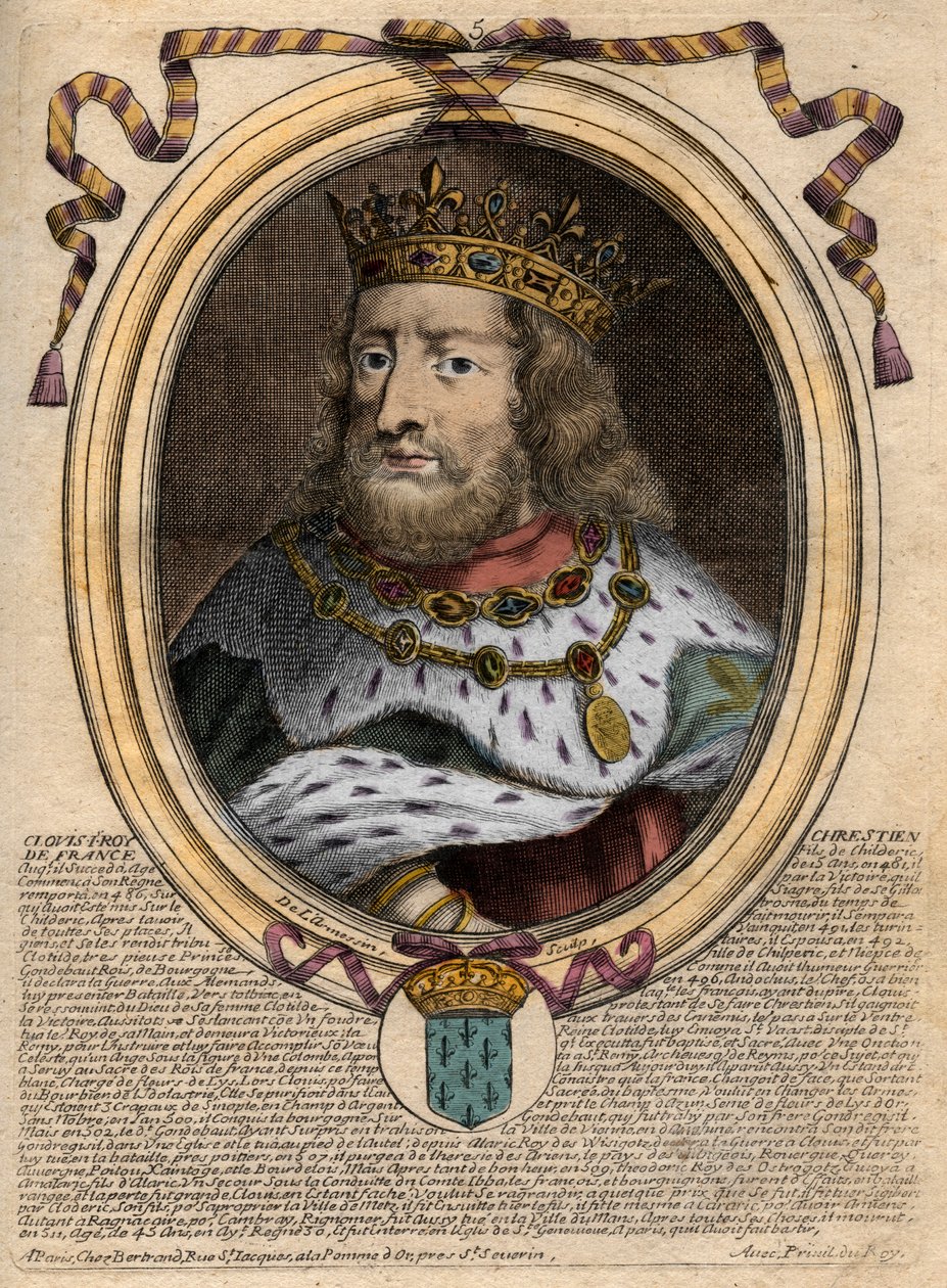 Porträt von Chlodwig I. (ca. 466-511), König der Franken - Gravur aus 