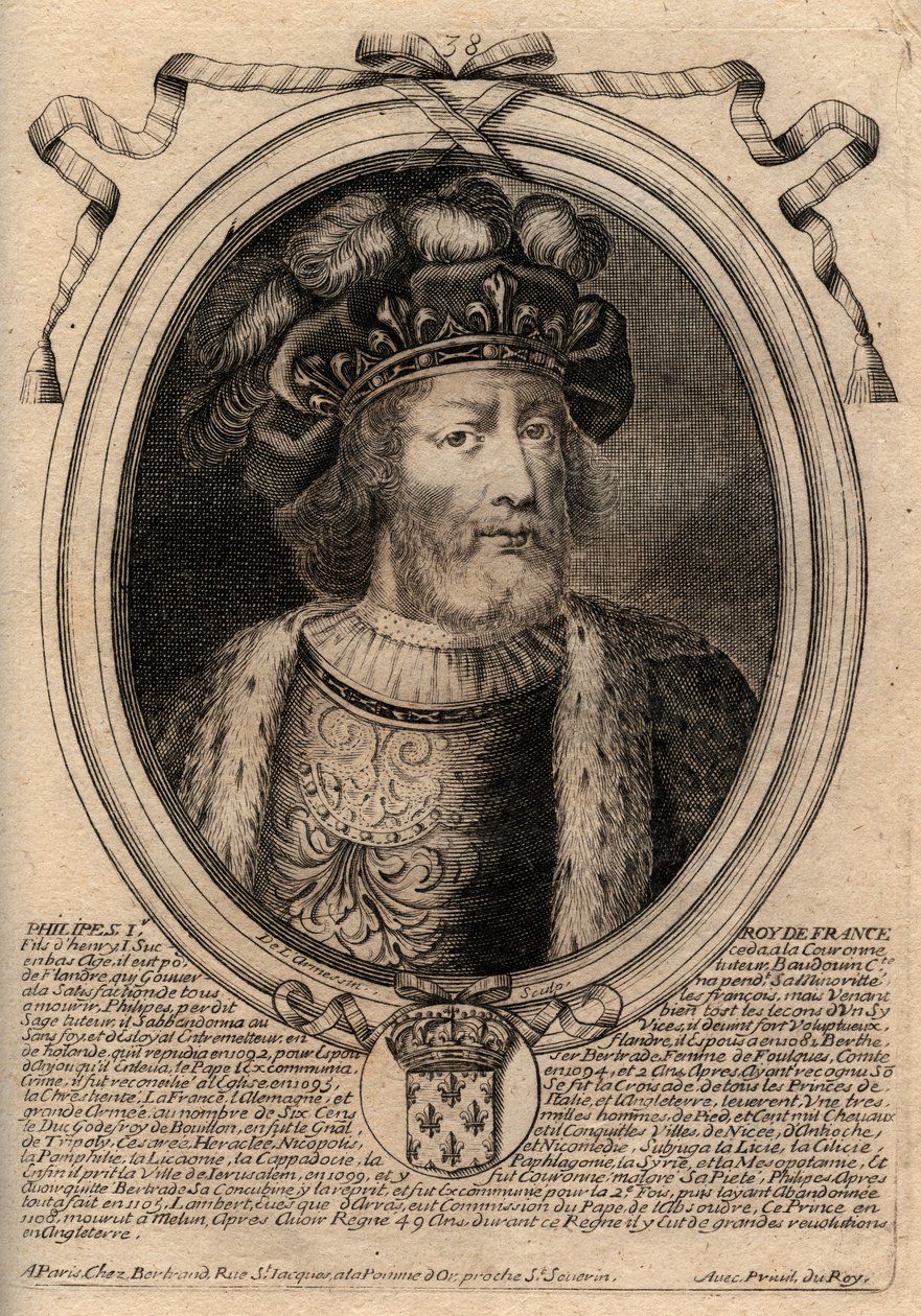 Porträt von Philipp I. (1060 - 1108), König von Frankreich - Philipp I. (1053-1108) König von Frankreich - Gravur aus 