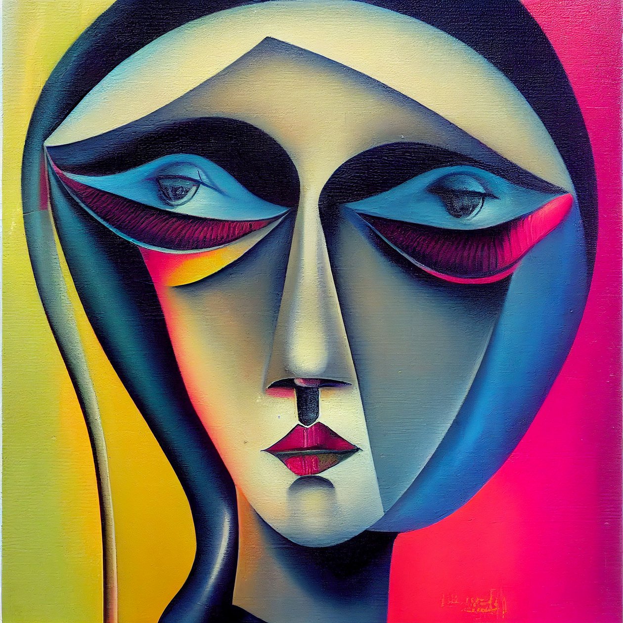 Abstrakter Surrealismus Graffiti, Frauengesicht von F. Abderrahim