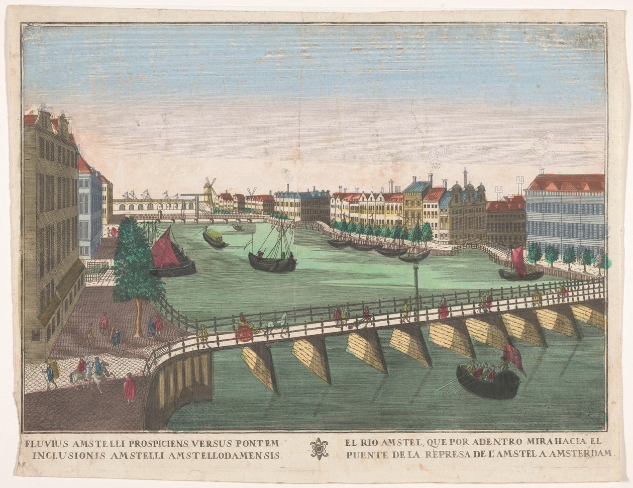 Ansicht der Binnen-Amstel zwischen der Blauwbrug und der Hogesluis in Amsterdam von familie Remondini (attributed to)