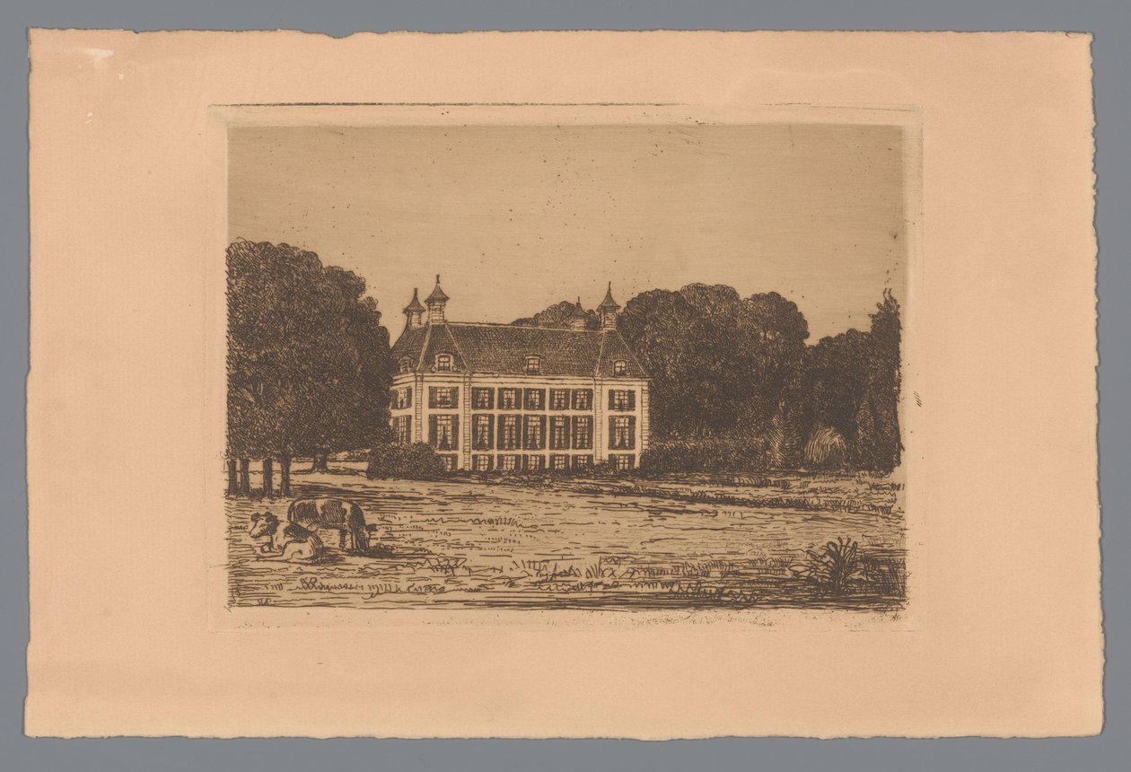 Blick von einer Wiese auf Landgut Waterland von jonkheer Barthold Willem Floris van Riemsdijk