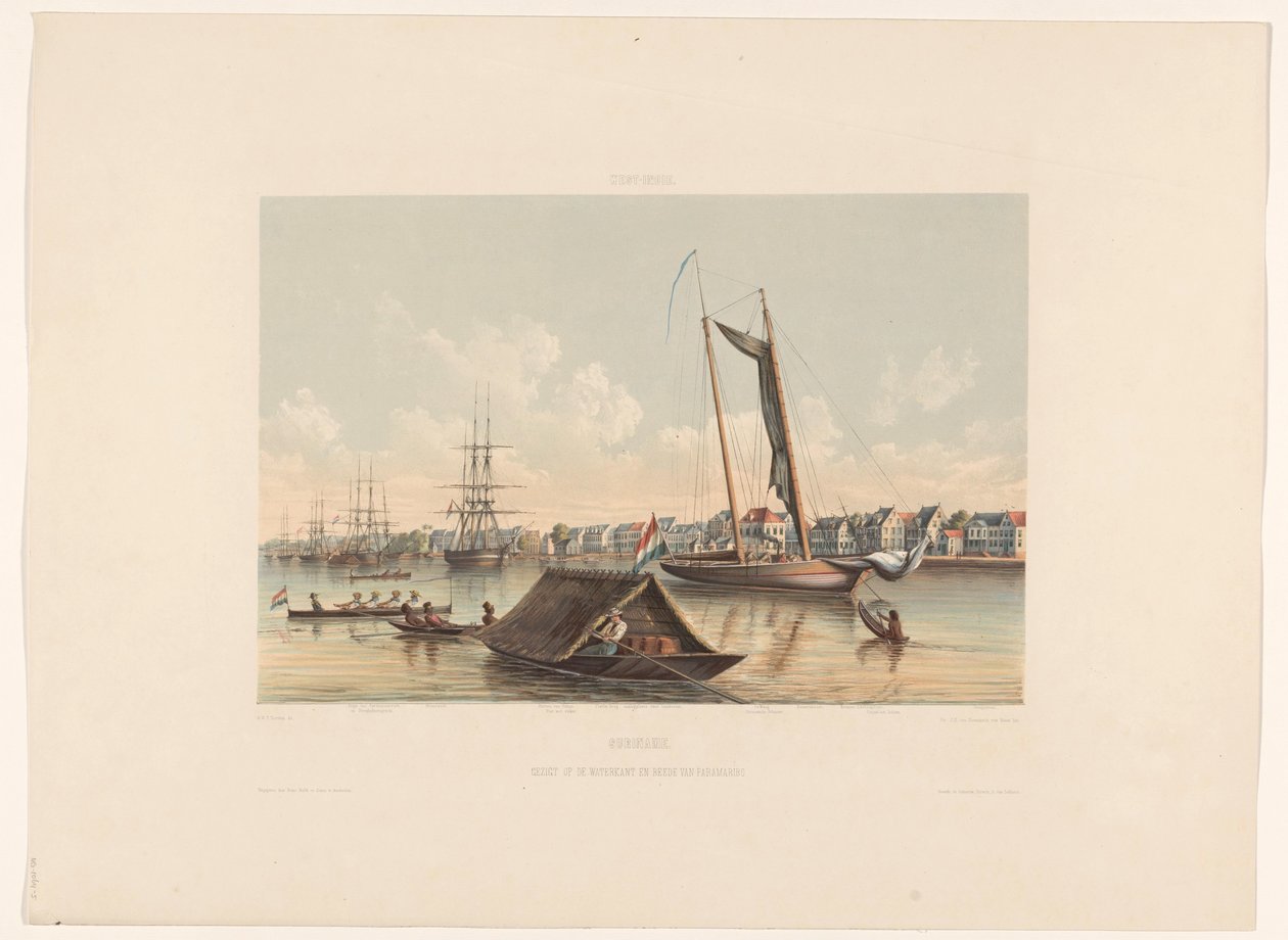 Wasserkante und Reede in Paramaribo (Suriname. Blick auf die Wasserkante und Reede von Paramaribo) von jonkheer Jacob Eduard van Heemskerck