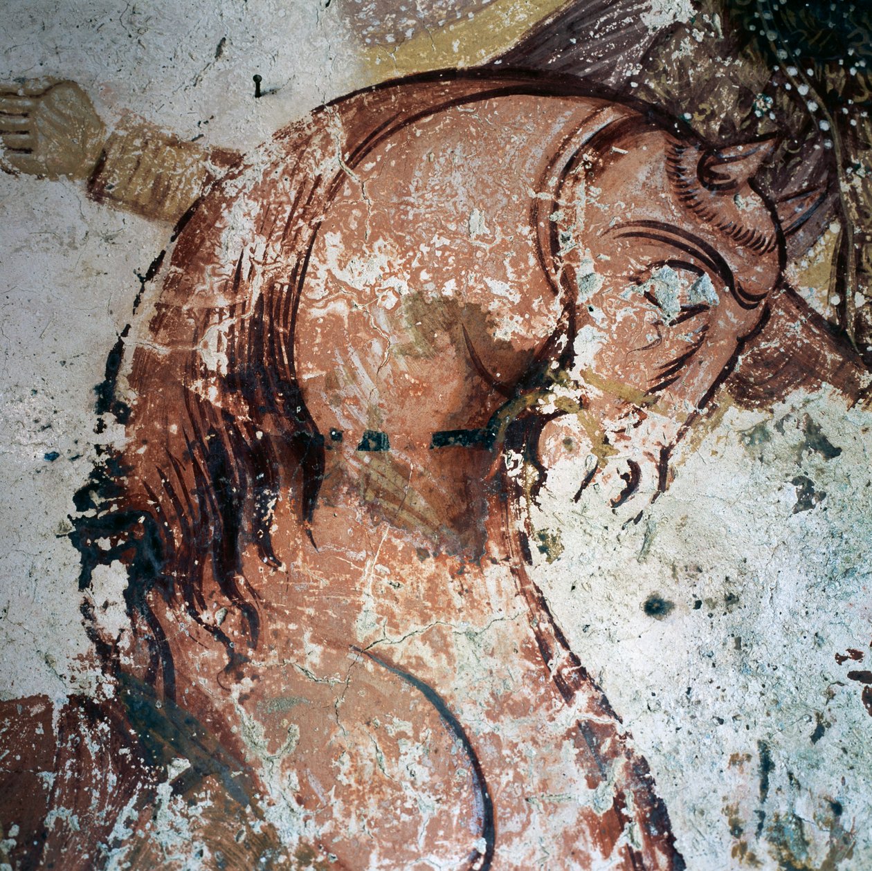 Pferd, Fresko in der byzantinischen Kirche in Mournies, Kreta, Griechenland (Foto) von Theodore Charles Ange Coquelin