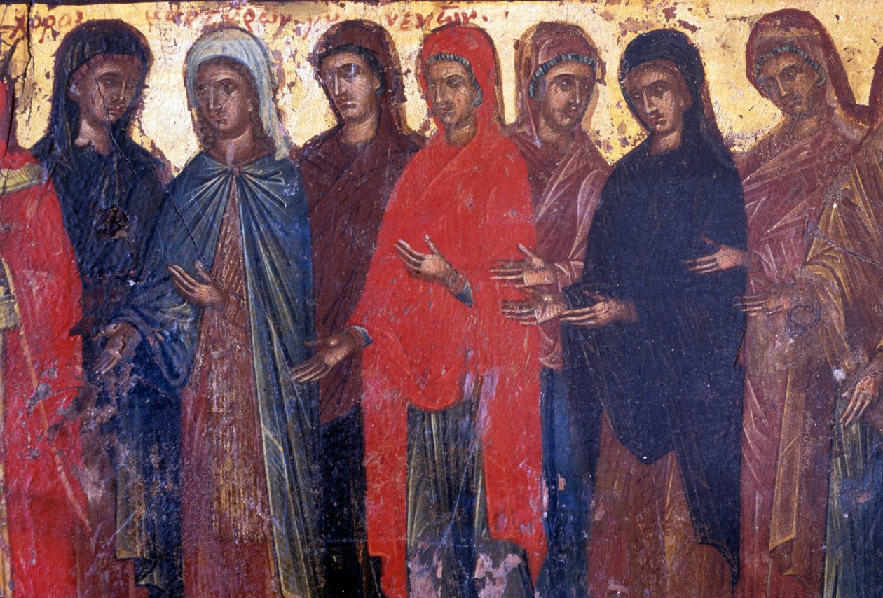 Fromme Frauen, Holztafel in der byzantinischen Kirche von Palea Roumata, Kreta, Griechenland (Foto) von Theodore Charles Ange Coquelin