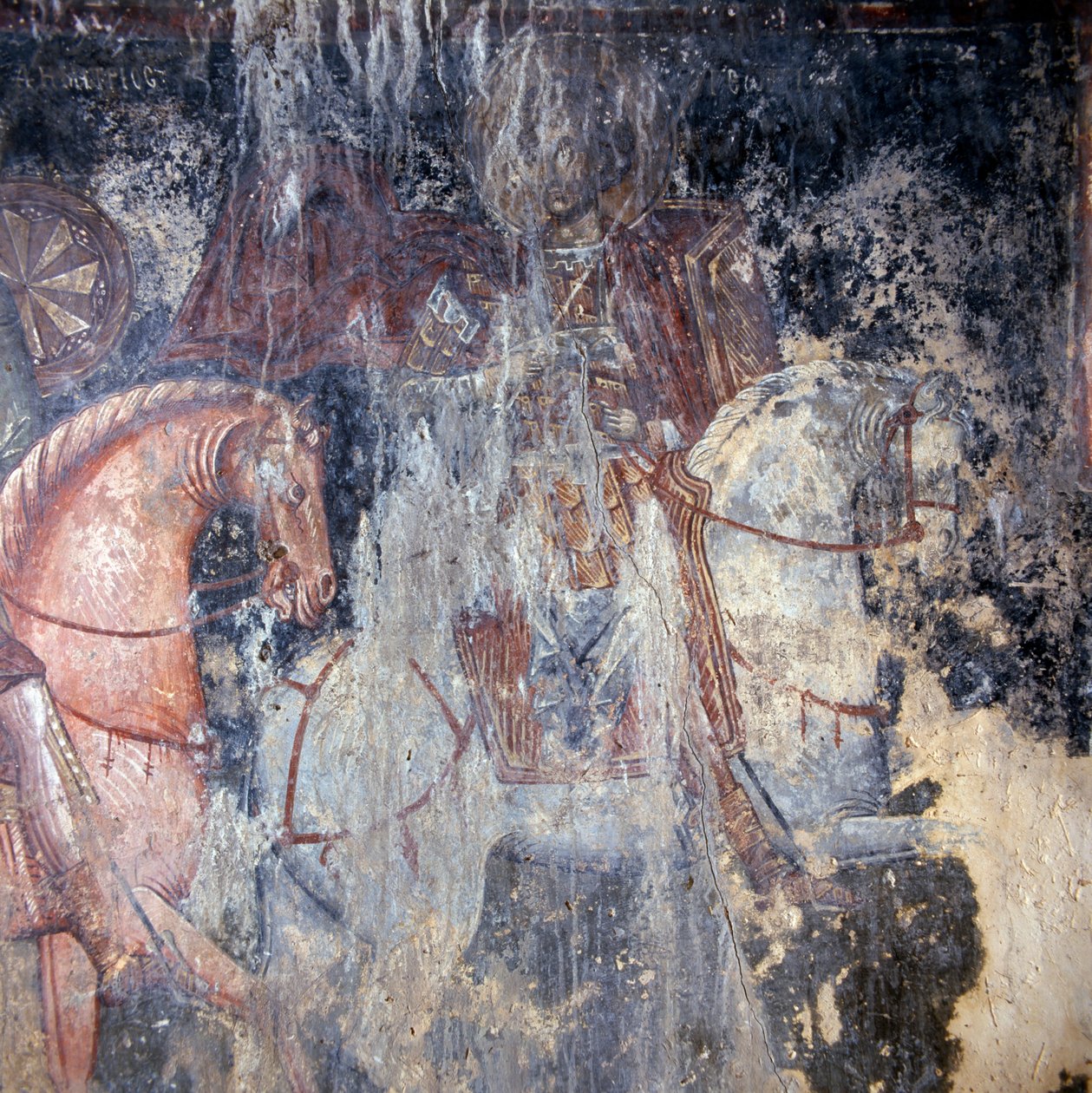 Heiliger zu Pferd, Fresko in der Kirche in Palaia Roumata, Kreta, Griechenland (Foto) von Theodore Charles Ange Coquelin