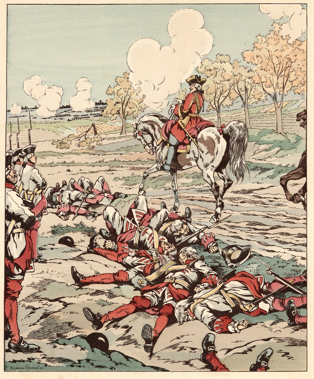 Kanon? Nun... Es tötet, das sind alle Worte von Saint Pern (Saint-Pern), die er mit seiner Schnupftabakdose in der Hand nach dem Massaker der Grenadiere durch die Kanonen der feindlichen Armee in der Schlacht von Minden 1759 während des Siebenjährigen Krie von pseudonym for Onfray de Breville Jacques Job