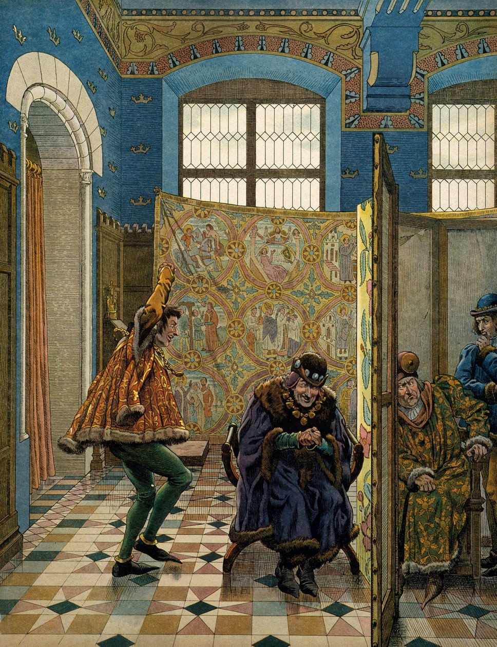 Geschichte Frankreichs im Mittelalter: Einer der Herren des Connetable von Saint Pol macht sich über den König von England (seinen Verbündeten) lustig, bevor er König Ludwig XI. genannt der Kluge (1423-1483) trifft, als ein Gesandter von Edward IV. kam von pseudonym for Onfray de Breville Jacques Job