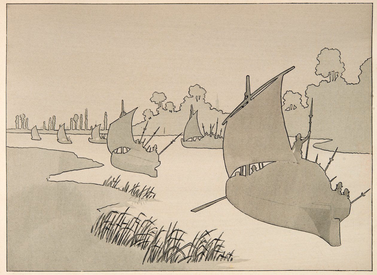 Illustration aus dem Buch „Le bon roy Henri“: Der Herzog von Parma versucht Paris per Boot zu versorgen von pseudonym for Onfray de Breville Jacques Job