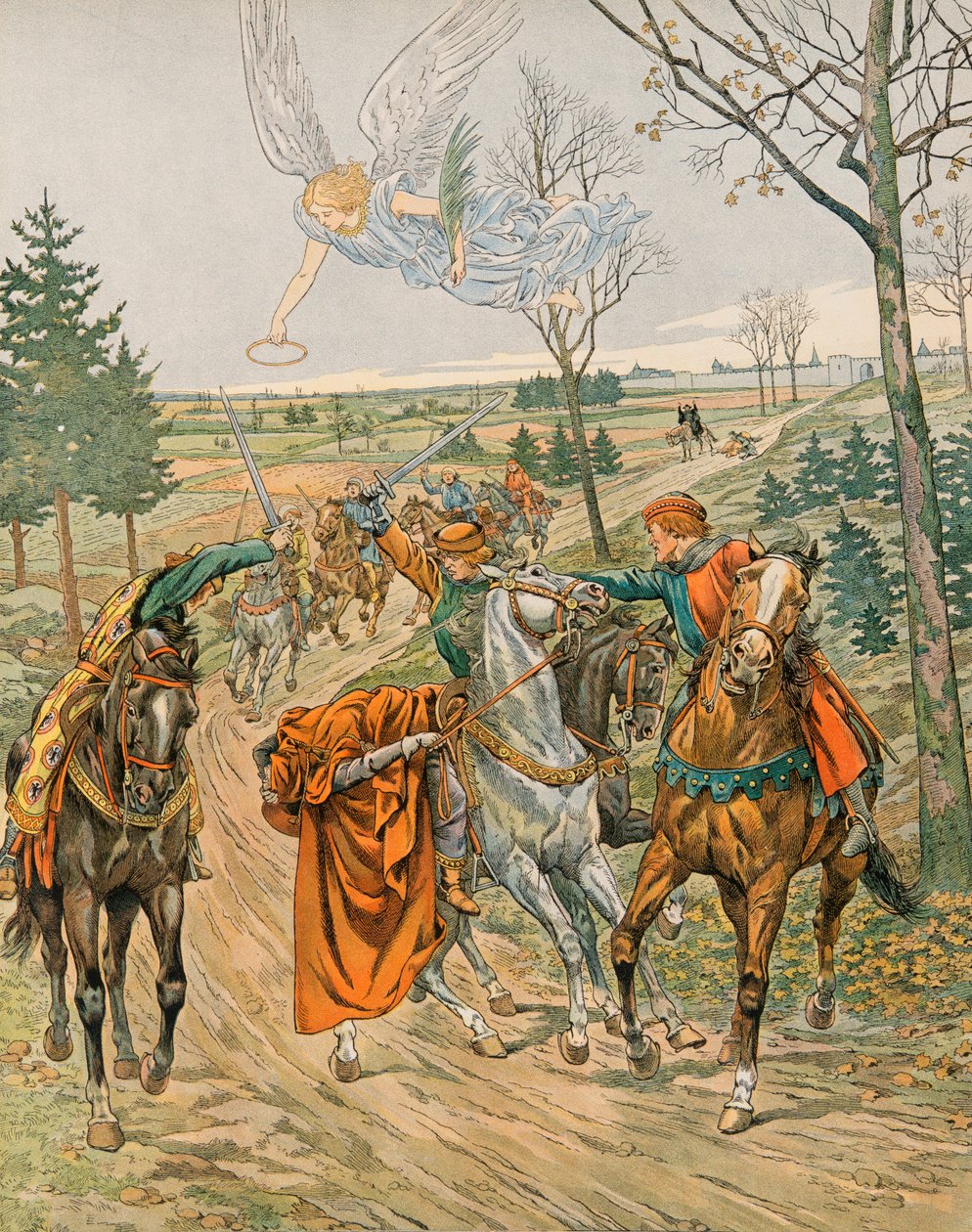 Geschichte Belgiens: Heiliger Albert von Leuven (ca. 1166-1192), Prinz von Lüttich wird 1192 in Reims von den Anhängern von Kaiser Heinrich VI. ermordet, Privatsammlung von pseudonym for Onfray de Breville Jacques Job