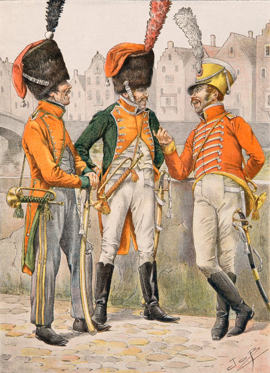 Uniform der französischen Truppen zu allen Zeiten: Trompeter der 14., 23., 24. Regimenter der Jäger zu Pferd vor 1812 von pseudonym for Onfray de Breville Jacques Job