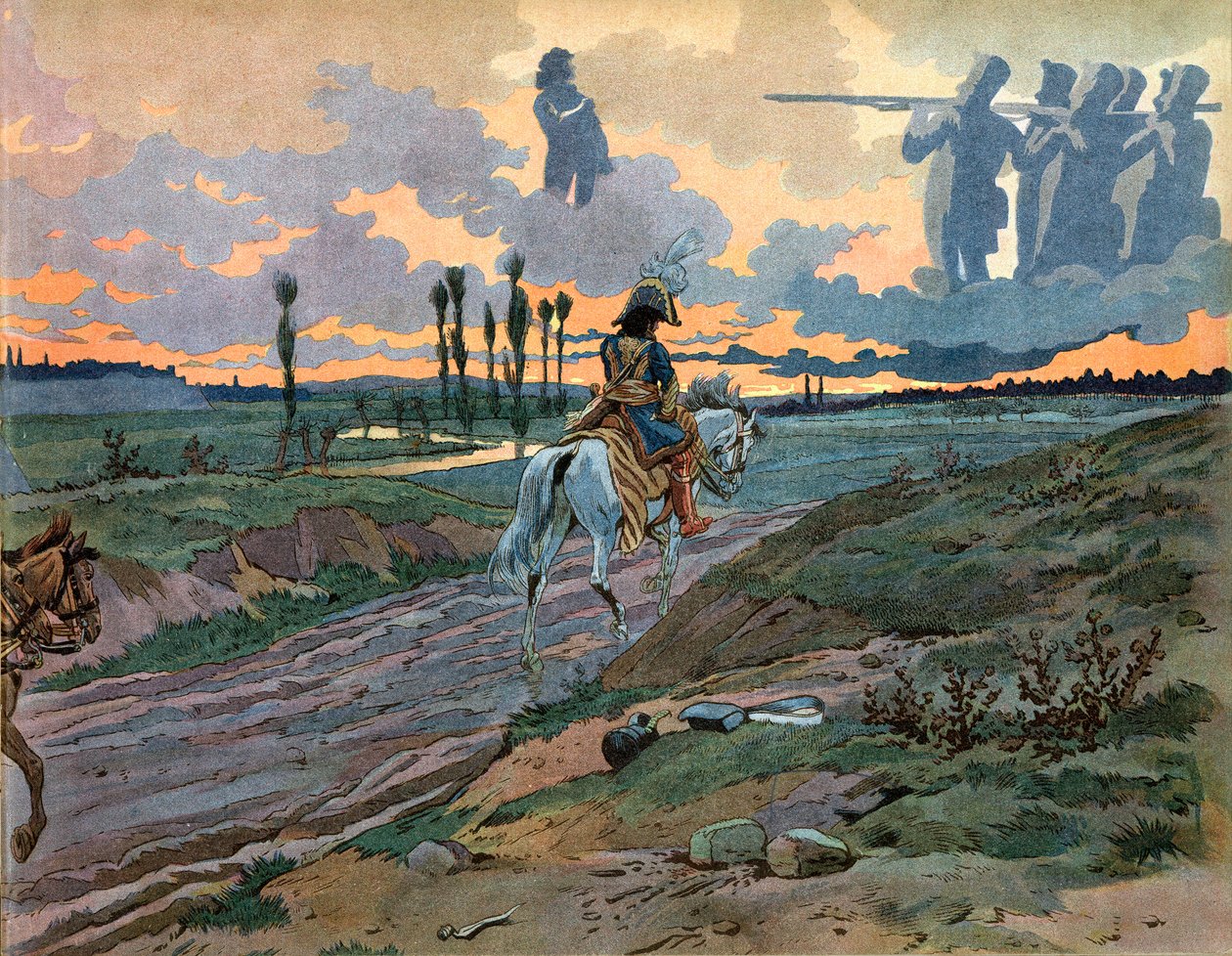 Joachim Murat (1767-1815) kehrte nach der Niederlage von Leipzig 1813 nach Neapel zurück. Gravur von Jacques Marie Gaston Onfray de Breville dit Job (1858-1931) von pseudonym for Onfray de Breville Jacques Job