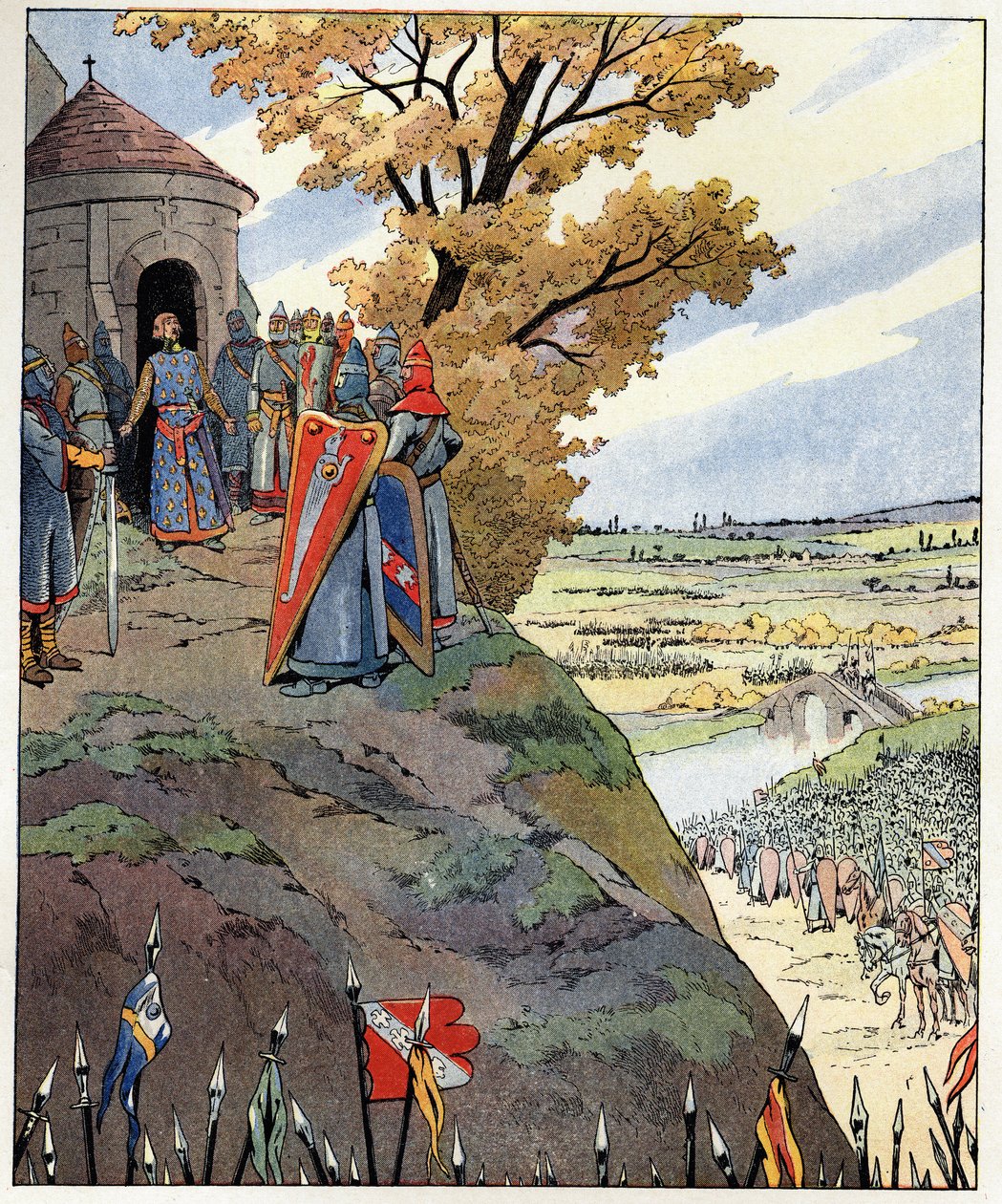 Meine Krone den tapferen Worten von König Philipp II., sagte Philipp August (1165-1223) zu den Herren vor dem Sieg in der Schlacht von Bouvines am 27. Juli von pseudonym for Onfray de Breville Jacques Job