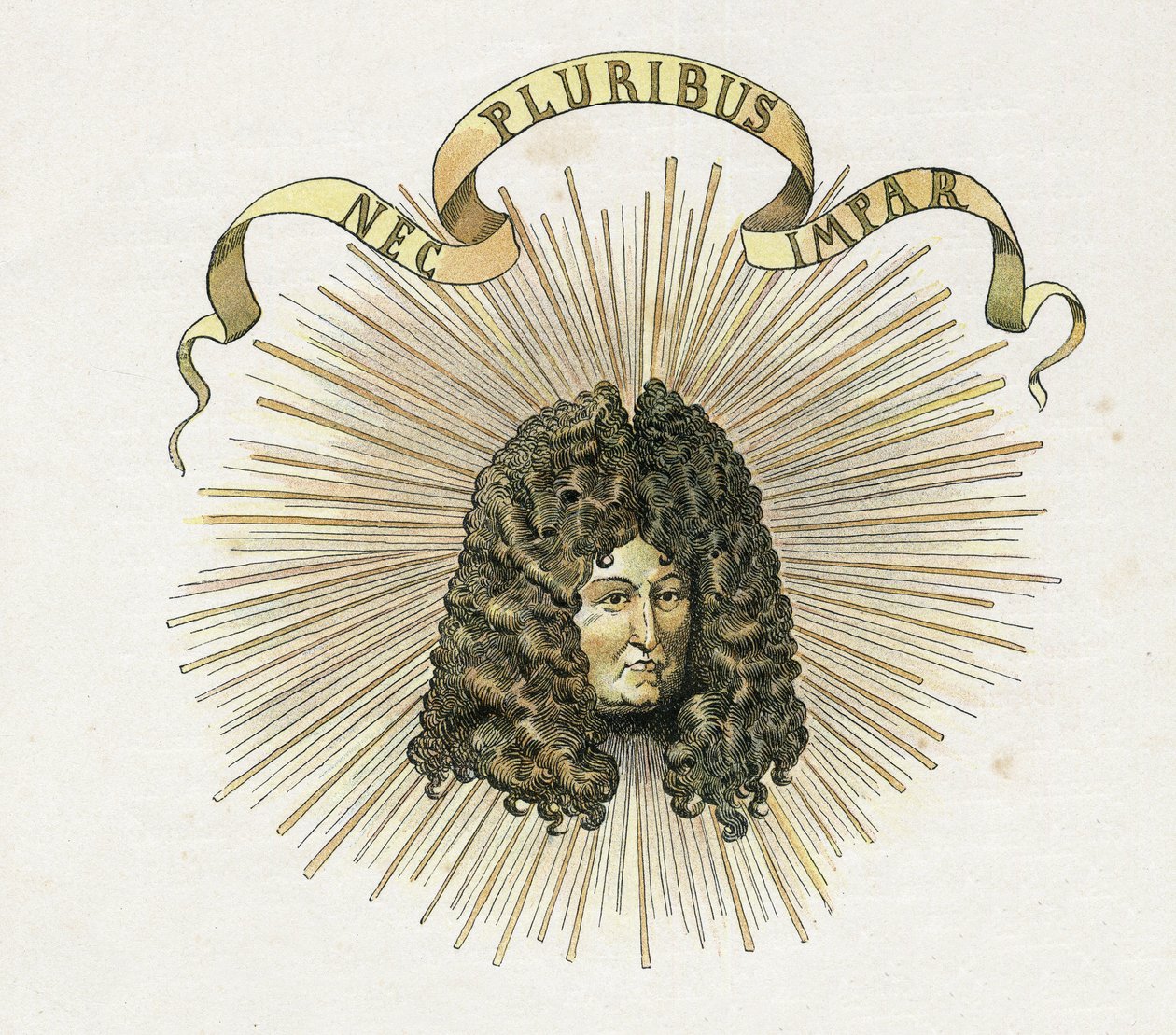 Porträt von König Ludwig XIV. (1638-1715) mit seinem lateinischen Motto 
