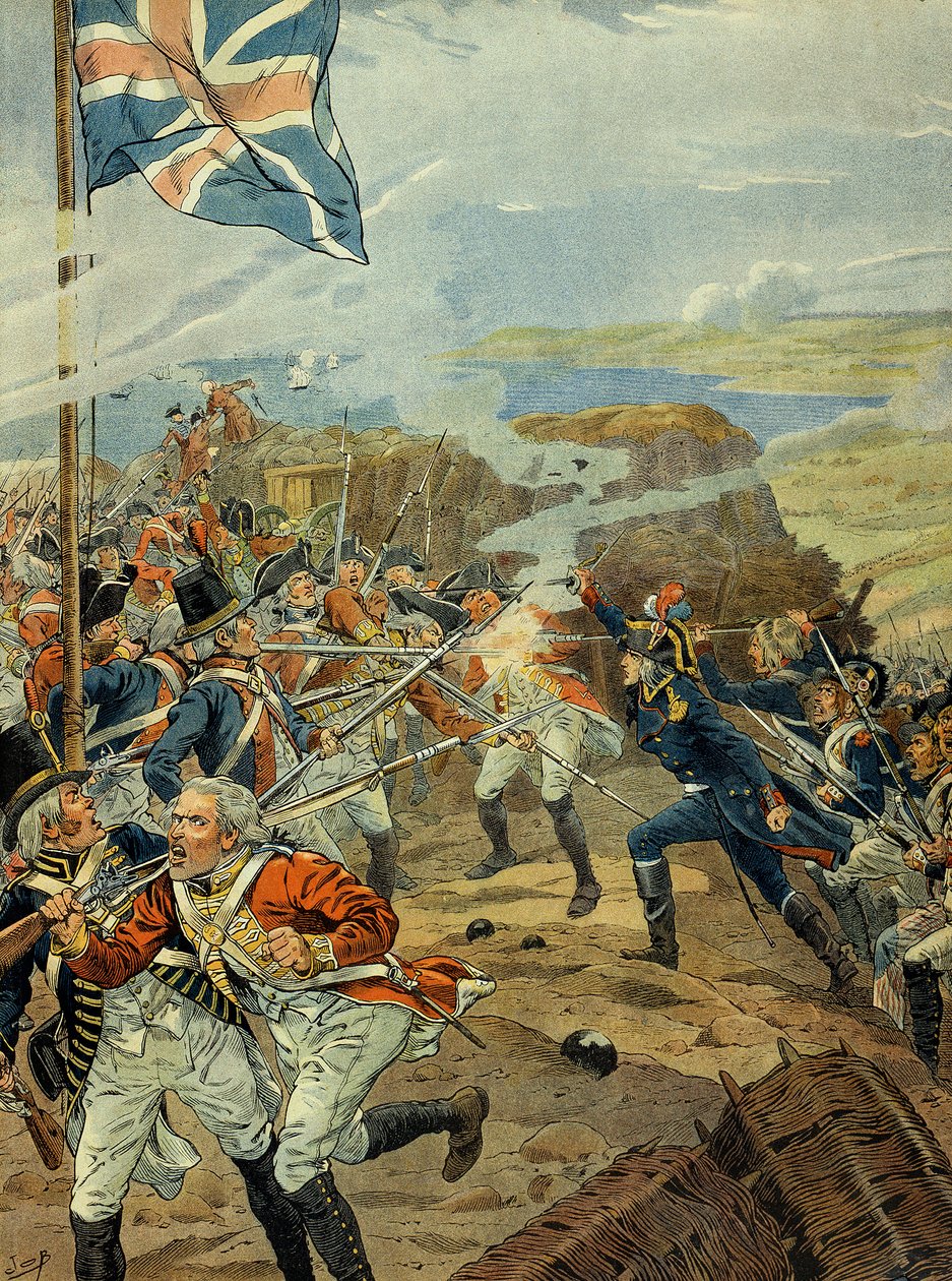 Die Armee des Rheins und die Französische Revolution 1789: Napoleon I. Bonaparte (1769-1821) griff die Engländer in Toulon 1793 an. Die Grenzen des Südens von Frankreich wurden von Mächten, die gegen die Revolution koalierten, überfallen. Die Engländer bes von pseudonym for Onfray de Breville Jacques Job